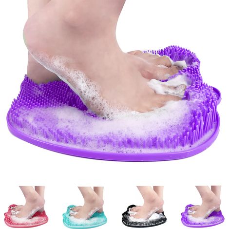 Tapis De Douche Peeling Pour Les Pieds, Tapis De Massage Pour Les Pieds Xl Plus Grand Format With Ventouses Antidérapantes(lila)