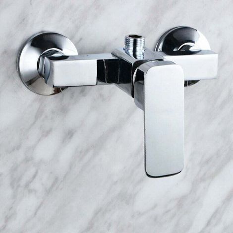 Modernes Duschwandgemälde „robinet“ Aus Chrom Mit Duschvorhang Für Kaltes Und Kaltes Wasser