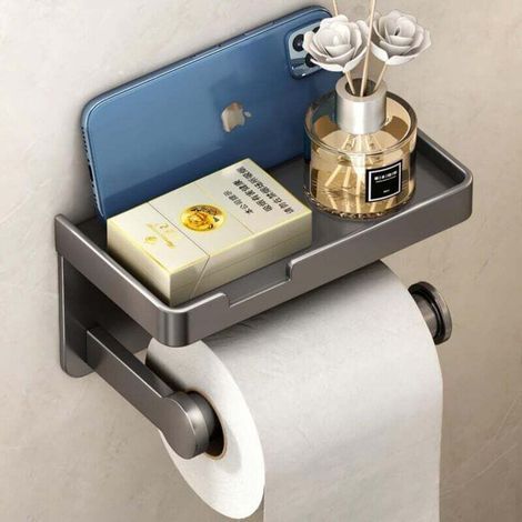 Wandgemälde Aus Toilettenpapier Mit Etagere, Ohne Perlage (grau)