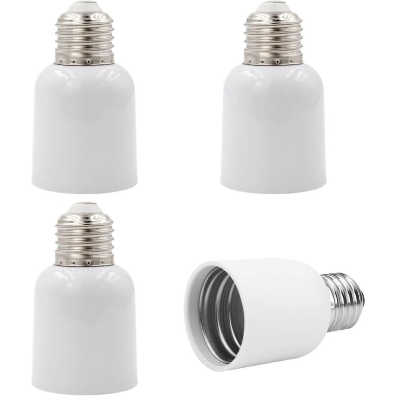 E27 Zu E40 Lampenfassungsadapter In Weiß – 4 Lampenadapter Zum Umwandeln Einer Lampe E40 Zu Zwei E27-lampen – Set Mit 4 Lampenadaptern Für Led-lampen Cfl