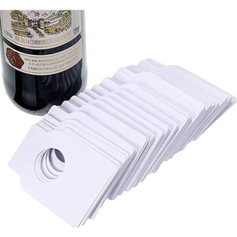 100 Stück Kraftpapier-weinflaschenetiketten, Flaschenhalter, Flaschenhalter, Champagner, Getränke, Weiß