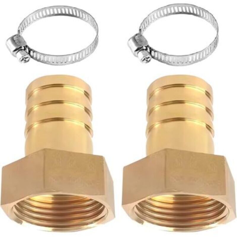 2 Stück 1/2 Zoll Ig Messing-rohrverschraubung – 1/2 Zoll Rohrverschraubung – 10 Mm – Adapter Mit 2 Schlauchklemmen