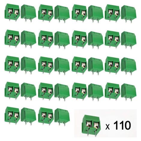 110 Stück Pcb-schraubverbinder, Grüner Lötklemmenblock 5 Mm, Pcb-schraubklemmenblock Für Leiterplatten, 2-polig (pin), Grün