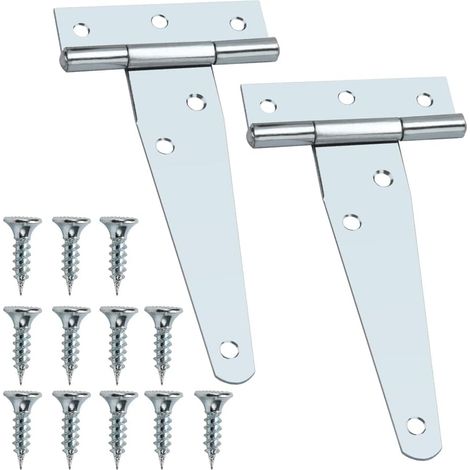 2 X 10 Cm (4 Zoll) Türscharniere, T-scharniere, Holztürscharniere, Klappscharniere (silber)