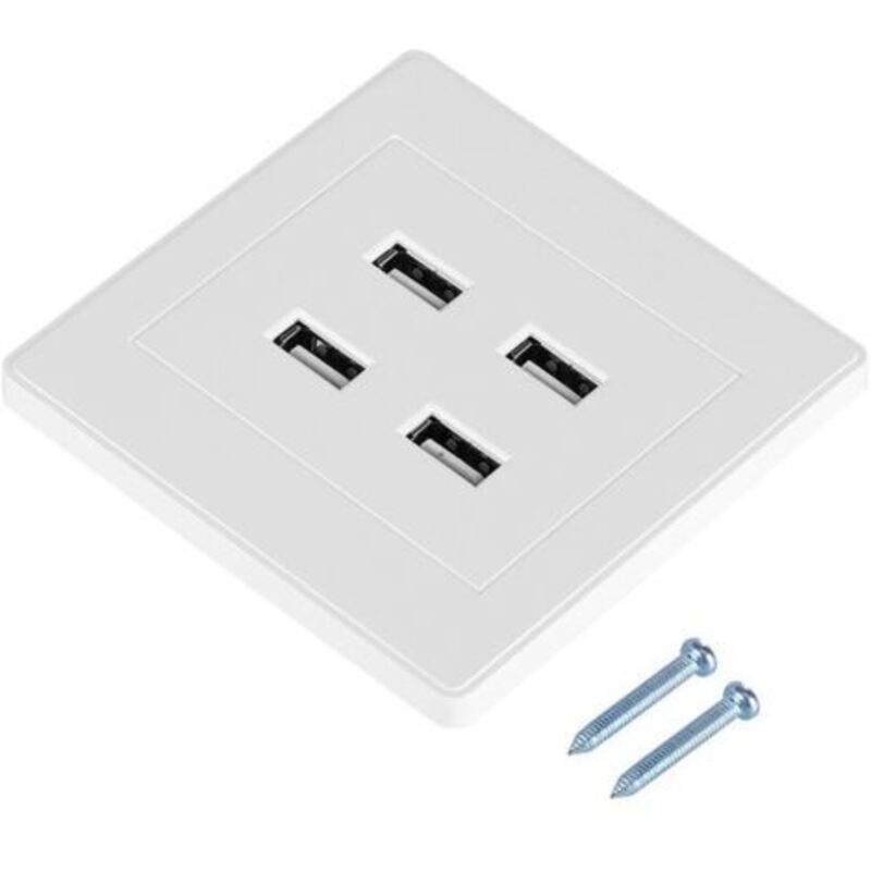 Wandsteckdose Mit 4 Usb-anschlüssen – Spannung 110–250 V – Strom Dc 5 V (weiß)