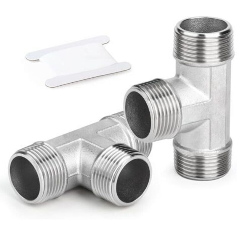 2 Stück 304 Edelstahl 1/4 Zoll Bsp Außengewinde 3-wege T-form Für Wasser/öl/gas