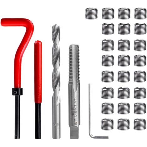 30-teiliges M8-edelstahl-gewindereparaturset Mit Windeisen, Gewindeeinsätzen, Kompatiblen Handwerkzeugen Für Die Autoreparatur.