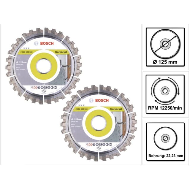 Bosch Diamant Trennscheibe Set 2x Best for Universal 125 x 22,23 mm ( 2x 2608603630 )