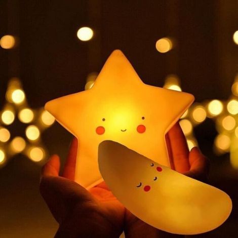 Led-nachtlicht - Leuchtender Mond - Nachtlicht Mit Kleinen Sternen - Baby Und Kinder - Yty