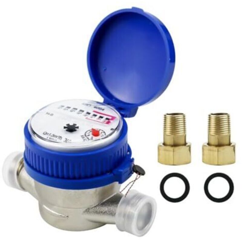 Wasserrechner 1/2", Uhrwerk Mit Kaliber Von Kaltem Wasser, Robotercomputer Mit Montagezubehör Und Schutzabdeckung, Für Den Häuslichen Gebrauch, Garten, 0-40℃, 1,5 M³/h