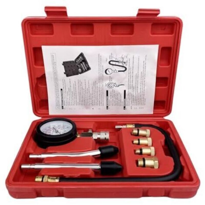 Kompressionstest, Kompressionsmotoren, Kompressionstester, 0-21 Bar, 0-300 Psi Mit 4 Adaptern M10 M12 M14 M18, Manometer-werkzeugsatz Mit Kunststoffbehälter Für Motoren Essence Und D