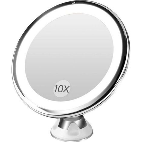 Miroir De Maquillage - Bestope - Modèle Lumineux - Grossissement 10x - Rotation 360° - Éclairage Led
