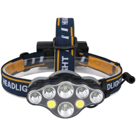 Led-frontlampe, Wiederaufladbar, 8-led-lampe Mit Extrem Hoher Leuchtkraft Und 18.000 Lumen, Abgeschirmte Und Leichte Frontlampe, Parfaite Für Camping, Pêche, Grotte, Jogging Und Rand