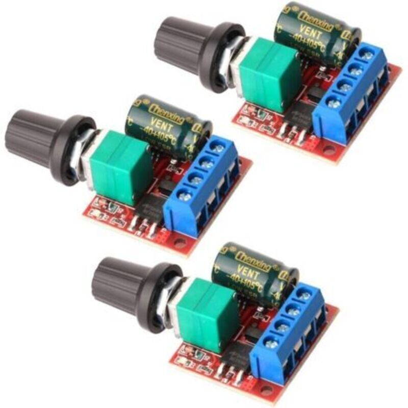 3 Stück Mini-motordrehzahlregler, Pwm-geschwindigkeitsregler, Dc 5v-35v 5a Einstellbarer Pwm-schalter, 6v-12v-24v-geschwindigkeitsdimmerschalter Mit Led-anzeige