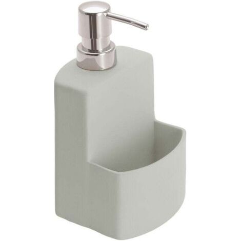 Spülmittelspender, Schwamm-spülmittelspender, Festival, 380 Ml Fassungsvermögen, Keramik, 10x18x10 Cm, Grau