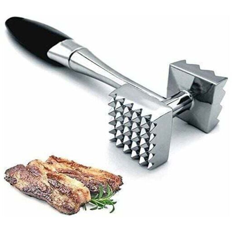 Fleischklopfer Aus Metall – Langlebiger Und Bequemer Griff – Doppelseitig – Idealer Fleischhammer Für Rindfleisch, Geflügel, Schweinefleisch Und Fisch