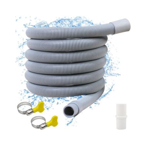 3 M Langer Waschmaschinen-ablaufschlauch Mit Spülmaschinenanschluss Und Schlauchklemmen.