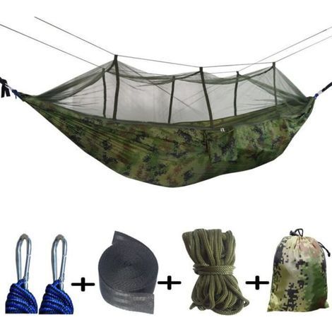 Hamac Mit Moustiquaire, Hamac Suspendu Mit Sangles D\'arbre Pour L\'extérieur/randonnée/voyage (armygreen+camo)
