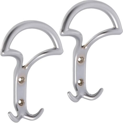 Set Mit 2 Dreifach-wandhaken 145 X 92 X 44 Mm – Haken/aufhänger – Kleiderbügel, Hut, Bademantel, Badezimmer, Duschtuch, Wc – Metall – Mattes Silber-finish