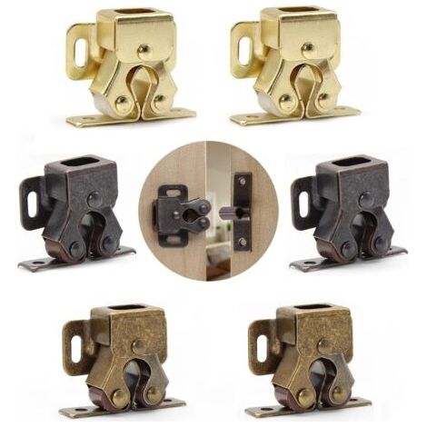 6 Stück Doppelrollenriegel, Schrankschlösser, Rollenschlösser, 3 Farben (gold, Schwarz, Bronze).