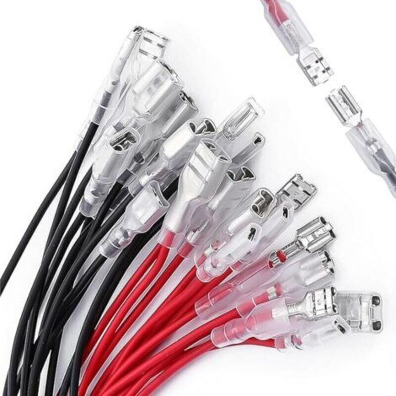 20-teiliges 6,3-mm-crimp-buchsen-crimp-anschlussstück Mit Isolierhülse Und 16 Awg-draht, 15 Cm Länge, Rot + Schwarz, Weibliches Schnellspleiß-sortiment-set