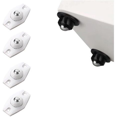 Set Mit 4 Weißen Mini-rollen Mit Klebefunktion – Universal-gleitrollen – (mit 1 Edelstahl-lagerkugel)