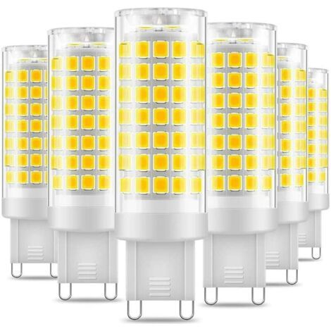 G9-led-glühbirne, 7 W, 430 Lm, Kaltweiß 6000 K, 220–240 V, Cri 85, Nicht Dimmbar, Energiesparend, Keramiksockel, Standard-g9-sockel, 6er-pack [energieklasse D]