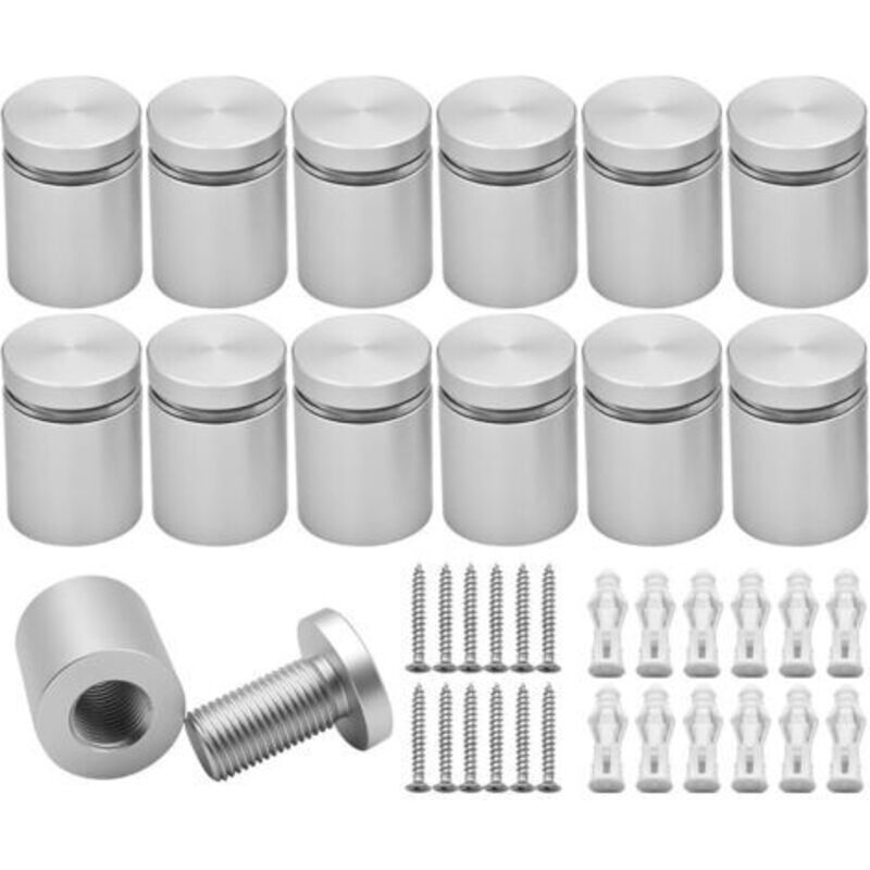 Lot Von 12 Wandhalterungen Aus Massivem Aluminium 19 X 20 Mm – Befestigungsmaterial Für Acrylglas (satiniertes Eloxiertes Chrom)