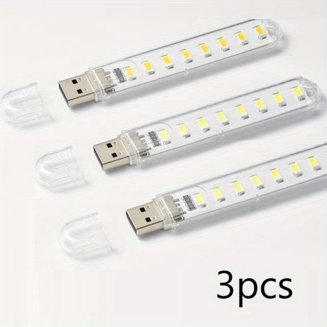 Set Mit 3 Camping-/usb-ladelampen – Mini-led-ampullen, Plug-and-play, Ausgestattet Mit 3, 8 Oder 24 Leds