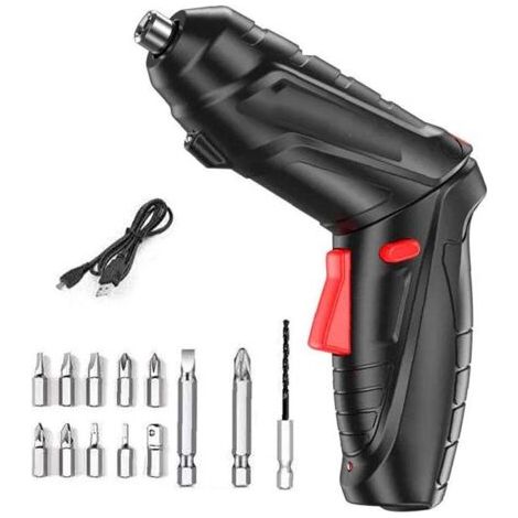Perceuse Portative Tournevis Electrique Sans Fil Avec Poignée Pour L'Entretien Rotatif 16pcs Korrosionsbeständig
