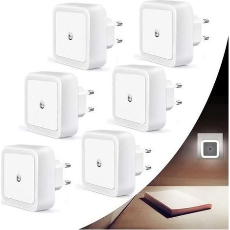Veilleuse Enfant Led Automatique Lot De 6 - Veilleuse Prize Électrique - Blanc - Enfant