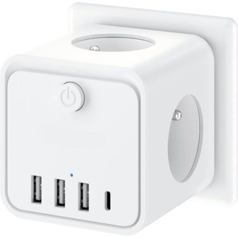 Pr 7 Und 1 Multiprise Murale, Multiprise Mit 3 Französischen Preisen, Prize Multiple Secteur Mit 1 Typ C Und 3 Usb-anschlüssen, Multiprise Cube