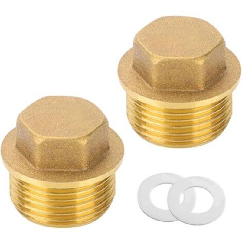 2 Stück Messingstopfen 3/4", 3/4" Außengewinde, Blindstopfen Mit Gummiring, Für Rohranschluss Von Bad, Heizung Und Trinkwassersystem, Geeignet
