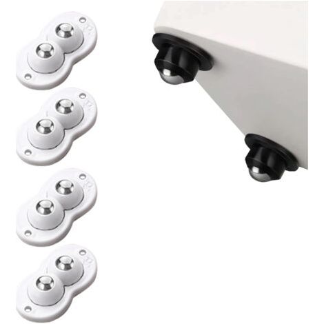 Set Mit 4 Weißen Mini-kleberollen – Universal-gleitrollen – (mit 2 Edelstahlkugeln)