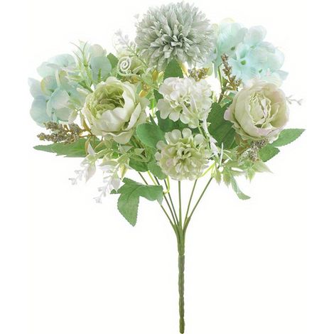 Künstliche Blumen, 2 Künstliche Blumensträuße In Soja, Hortensien, Öle Und Margeriten In Plastik (verts)