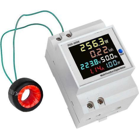 D52-2066 Multifunktionsrechner Auf Der Schiene, Din-bildschirm, Farbiges Lcd, Spannung, Aktive Leistung, Frequenz, Messung Der Elektrischen Energie, Überwachungsgerät