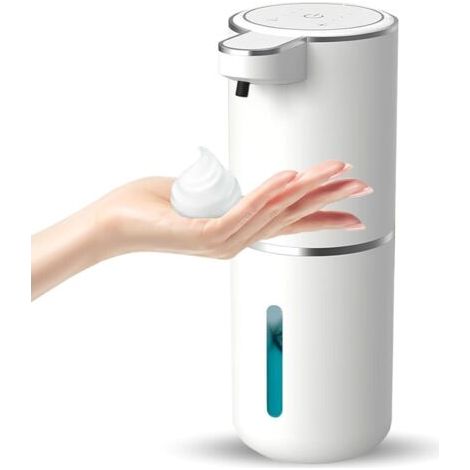 Automatischer Savon-verteiler, Kontaktloser Savon-moussant-verteiler, Wiederaufladbarer Usb-400-ml-verteiler, Wandhalterung, 4 Ebenen, Einstellbare Bewegungserfassung, Austrittspumpe (weiß).