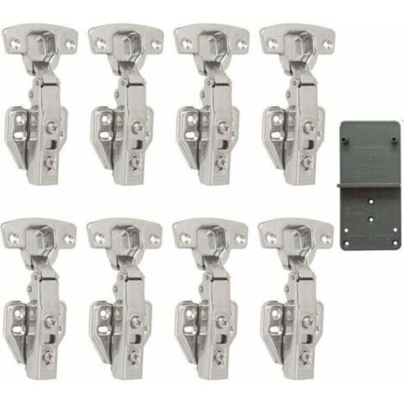 Pr Charnière Pour Meuble, 110 Degré Plein Recouvrante 35mm Close Charnieres Avec Amortisseur Hydraulique Fermeture Automatique Charnière Pour Armoires De Porte Cuisine 8 Pcs