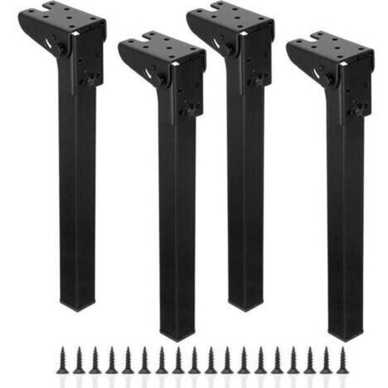Biegsame Tischbeine Aus Schwarzem Hauteur-metall, 30 Cm, 4 Beinchen Mit Vormontierten Tischen Und Büros