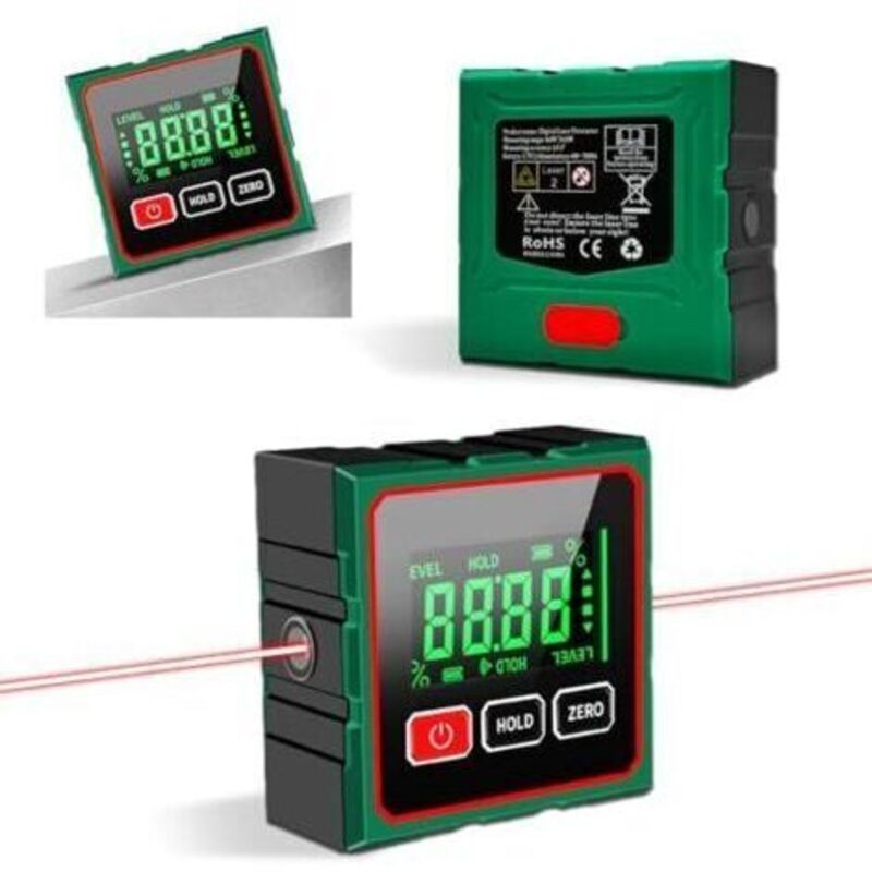 Elektronisches Niveau, Numerisches Neigungsmessgerät, Laserfunktion, Lcd-bildschirm, Digitaler Winkelwinkel, 4-seitiges Magnetisches Niveau, Bulle Für Menüarbeit, Holzkonstruktion