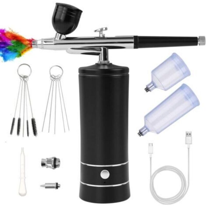 Pr-kit Multifunktions-aérographe Mit Kompressor, Tragbarer Aerograph-pistole Für Nagelkunst, Tortendekoration, Maquillage, Tatouage-modellierung, Modélisation Des Modells