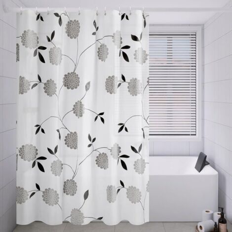 (180x200cm) Rideau De Douche Motif De Fleurs Extra Large Large Rideau De Salle De Bain Goutte Rideau De Douche Imperméable Et Anti Moisissure, Peva Rideau De Salle De Bain