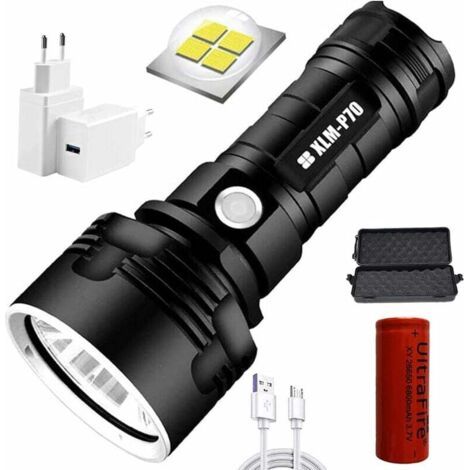 P70-taschenlampe, 30.000–100.000 Lumen, Hochleistungsfähige Led-taschenlampe Mit Extremer Leuchtkraft, Xlm-p70-taschenlampe Mit 50 W Und 3 Modi (einzelbatterie, 50 W-p70) [energieklasse