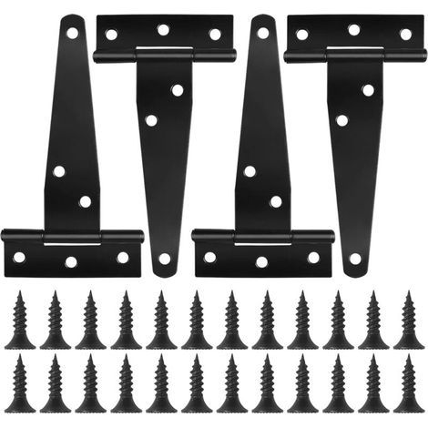 4 Stück Schwarze Tür-t-scharniere Mit Schrauben, 4-zoll-t-scharniere, Scheunentorscharniere