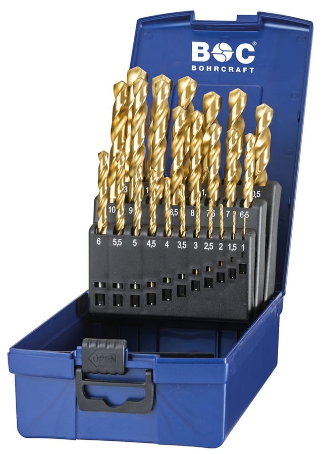 DIN 338 N HSS-TiN Bohrer-Satz, KT13 ABS Box //1-13x0,5/25-tlg. Bohrcraft 11301330025