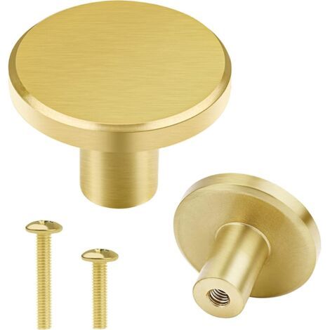 Möbel-türknöpfe Aus Massivem Messing, 28 X 20 Mm – Goldene Schubladenknöpfe – Runde Schrankknöpfe Mit Schrauben Für Küchenschränke, Kommoden Und Kleiderschränke