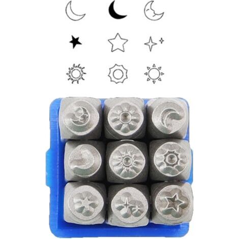 9-teiliges 3-mm-metall-stanzwerkzeug-set, Stahl, Sonnen- Und Sterndesign Für Die Schmuckherstellung