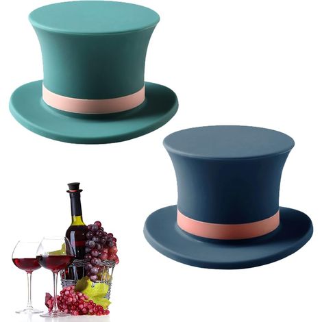 Lot Deux Bouchons À Vin En Silikon En Forme De Haut-de-forme – 6 X 3,5 Cm – Ein Originelles Design Mit Konservierenden Und Dekorativen Funktionen