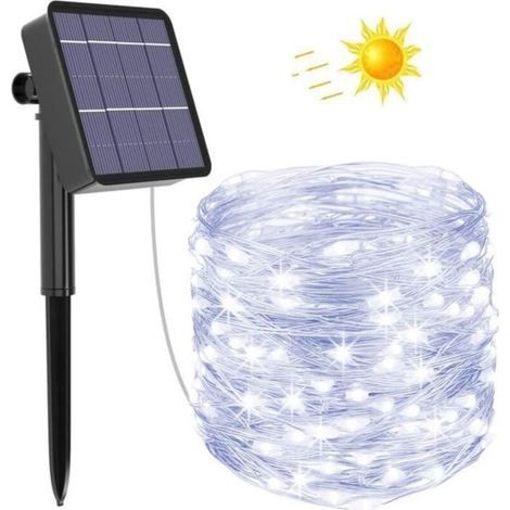 Guirlande Lumineuse Exterieur Solaire - Litogo - 20m 200 Led - Étanche - 8 Modi - Blanc Froid
