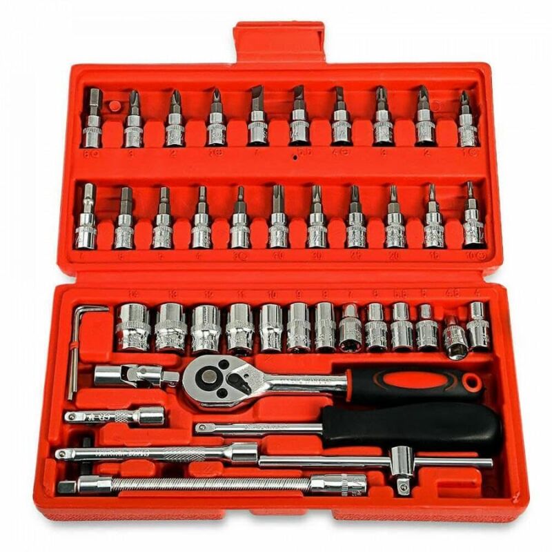 46-in-1-werkzeugset, Schraubendreher- Und Steckschlüsselsatz, Multifunktions-werkzeugkoffer, Diy-essentials-reparaturset Für Zuhause Und Büro